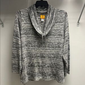 Ruby Rd. Sparkle Gray White Multi Cowl Neck Sweater